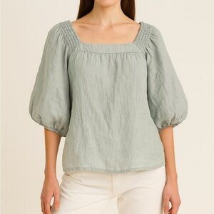 CLUB MONACO Puff Sleeve Top Chic Short Sleeve Blouse Size Small